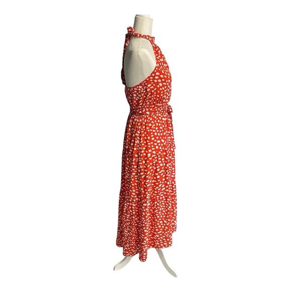 PRETTYGARDEN Halter Neck Sleeveless Midi Dress Backless Sundress w Belt S Orange - Picture 2 of 8